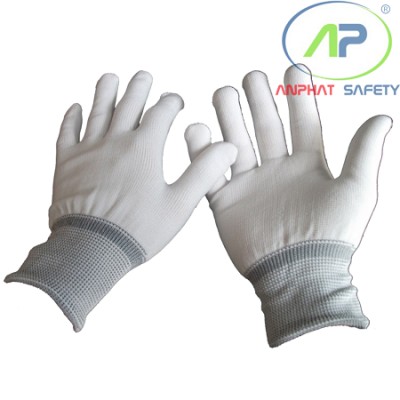 Găng tay thun không phủ PU (Màu trắng) Size M (Có viền)